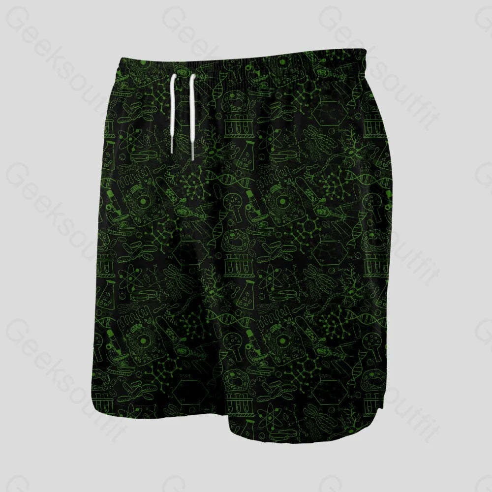 Virus Dark Green Geeky Drawstring Shorts - Geeksoutfit