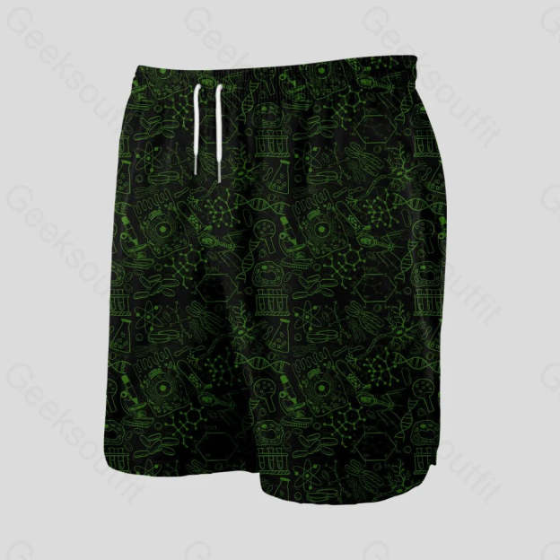 Virus Dark Green Geeky Drawstring Shorts - Geeksoutfit