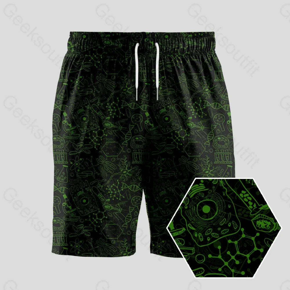 Virus Dark Green Geeky Drawstring Shorts - Geeksoutfit