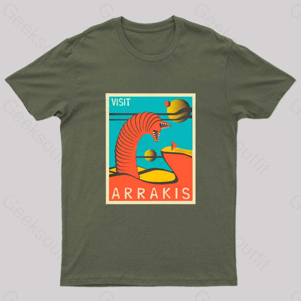 Visit Arrakis Geek T-Shirt Army Green / S