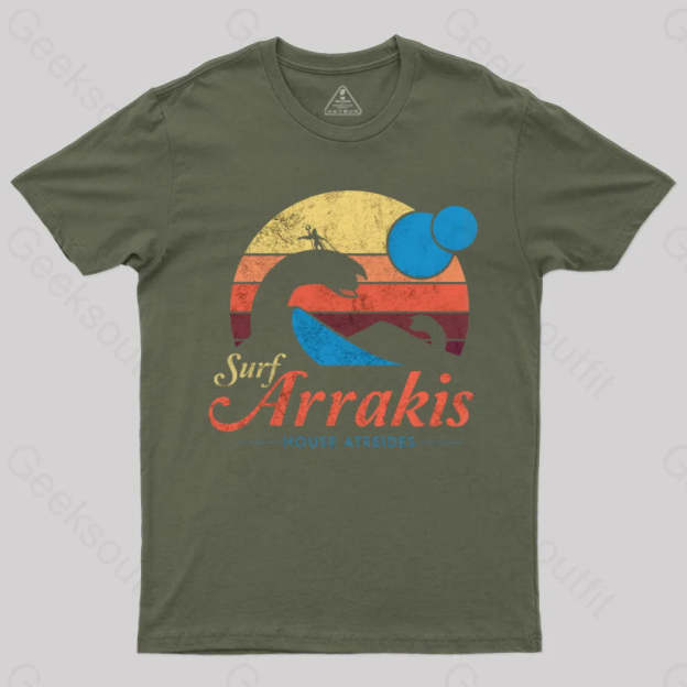 Visit Arrakis Nerd T-Shirt Army Green / S