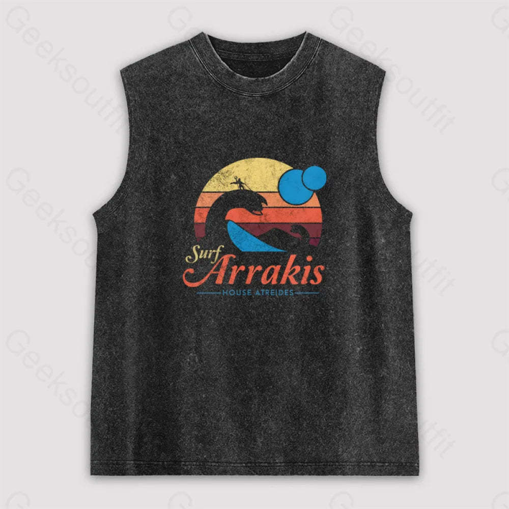 Visit Arrakis Unisex Washed Tank Black / S