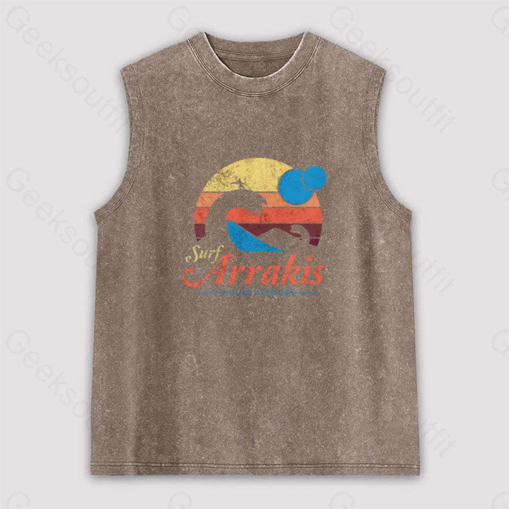 Visit Arrakis Unisex Washed Tank Brown / S