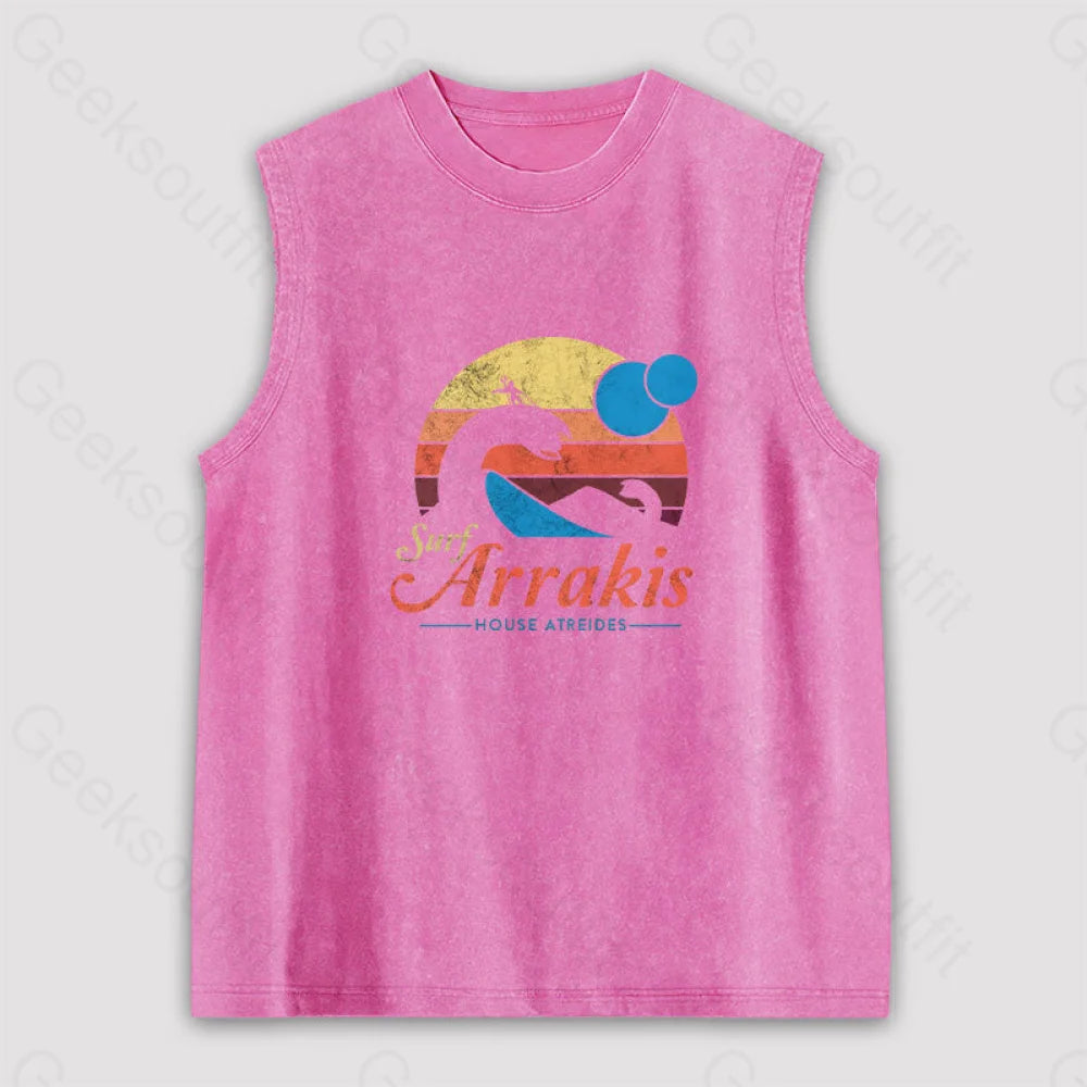 Visit Arrakis Unisex Washed Tank Pink / S