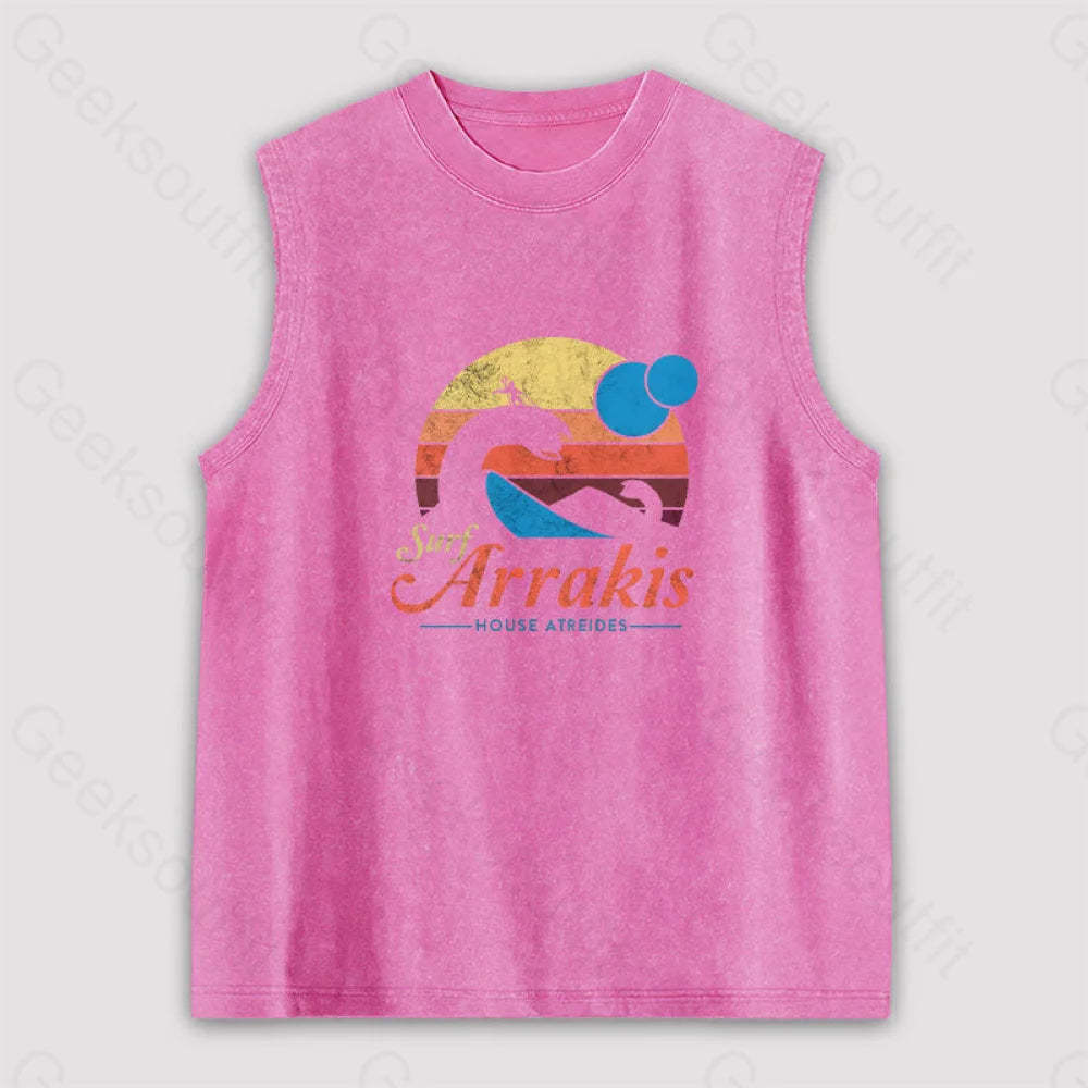 Visit Arrakis Unisex Washed Tank Pink / S