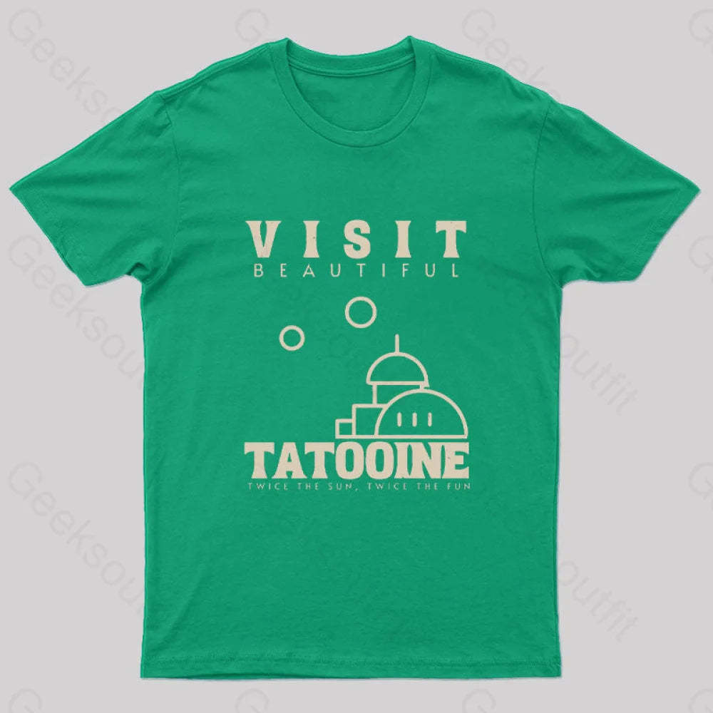 Visit Beautiful Tatooine Nerd T-Shirt Green / S