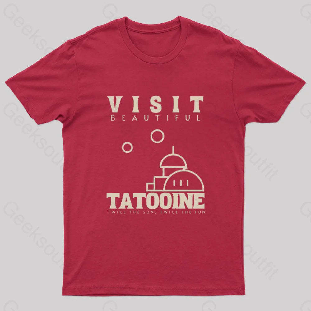 Visit Beautiful Tatooine Nerd T-Shirt Red / S