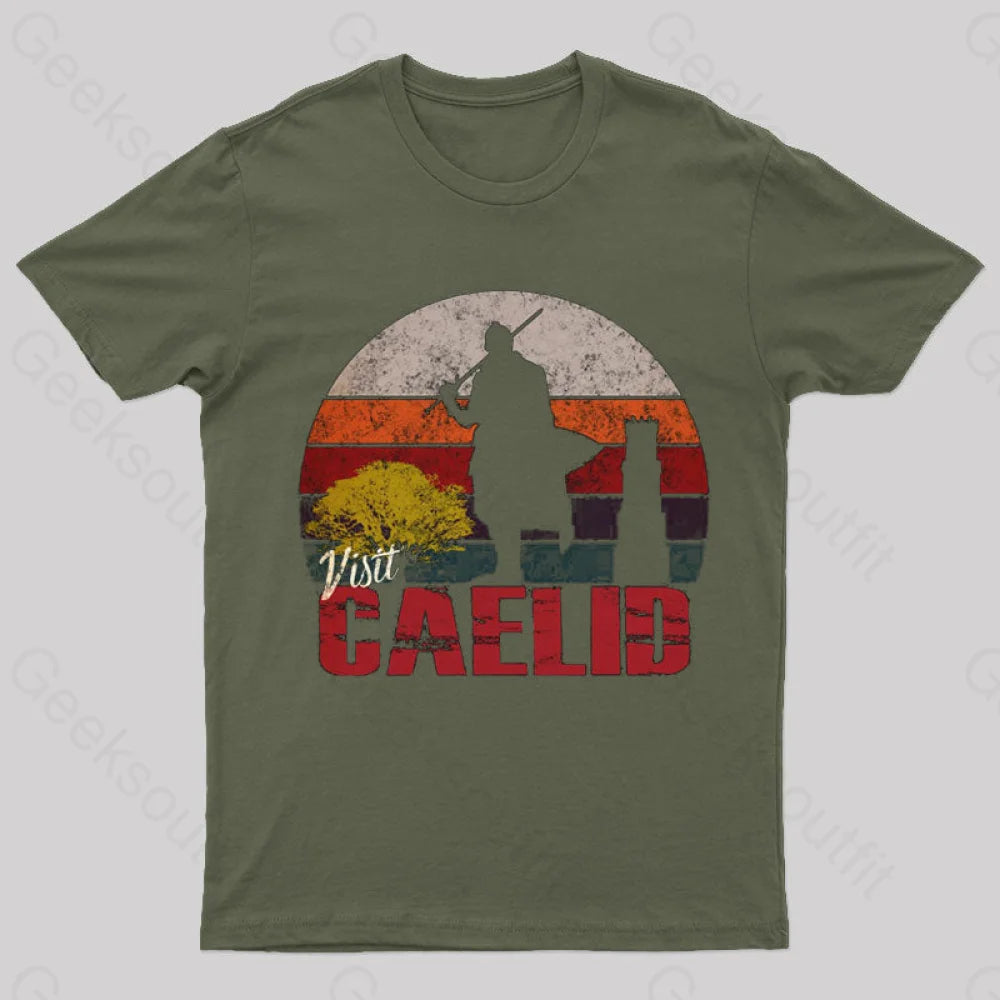 Visit Caelid Elden Ring Geek T-Shirt Army Green / S