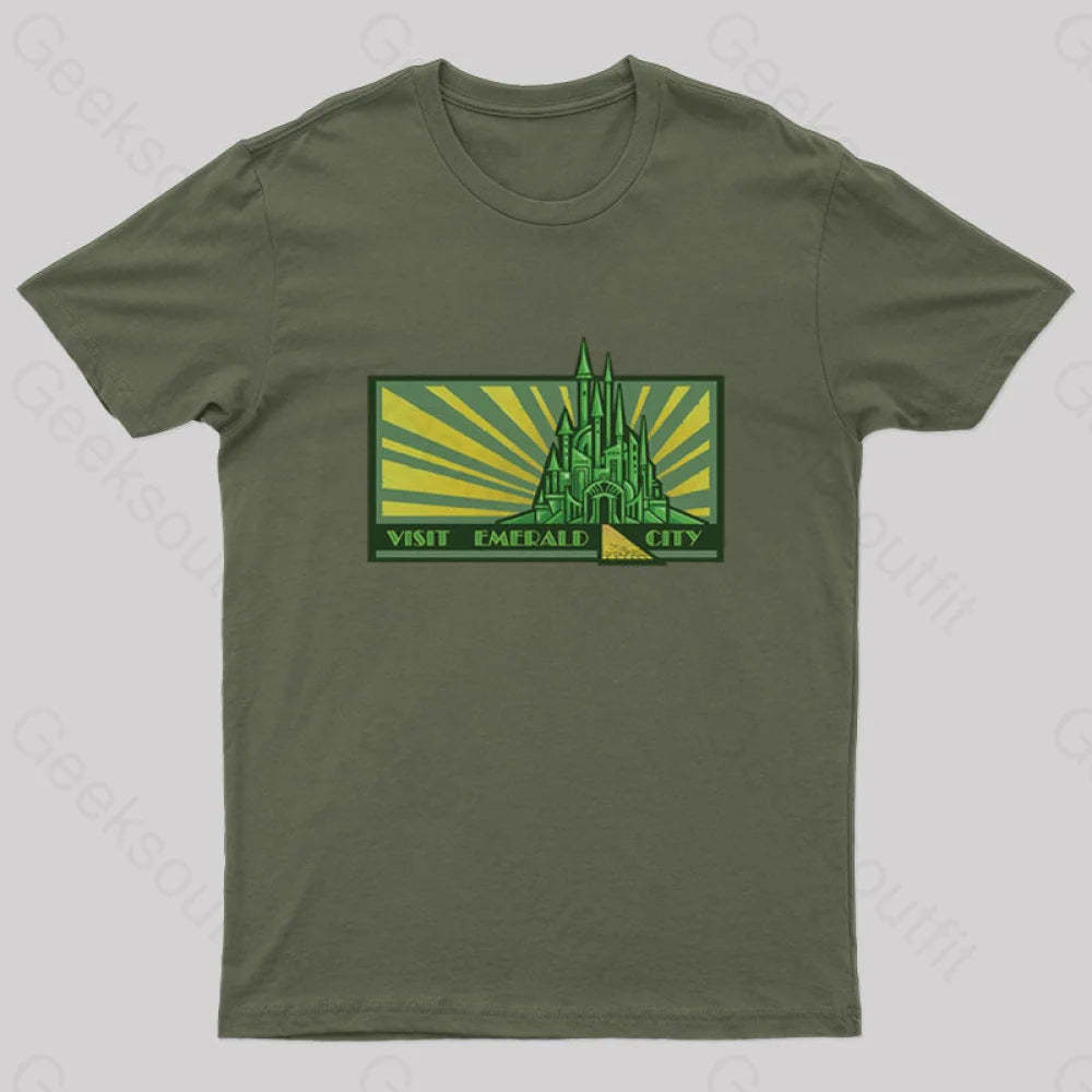 Visit Emerald City Geek T-Shirt Army Green / S