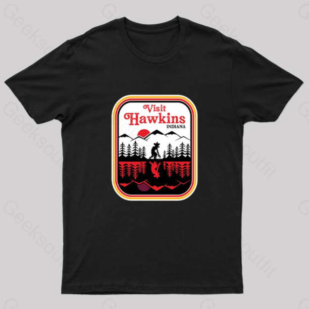 Visit Hawkins Indiana Nerd T-Shirt Black / S