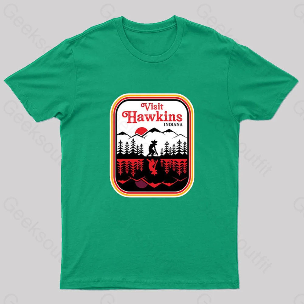 Visit Hawkins Indiana Nerd T-Shirt Green / S