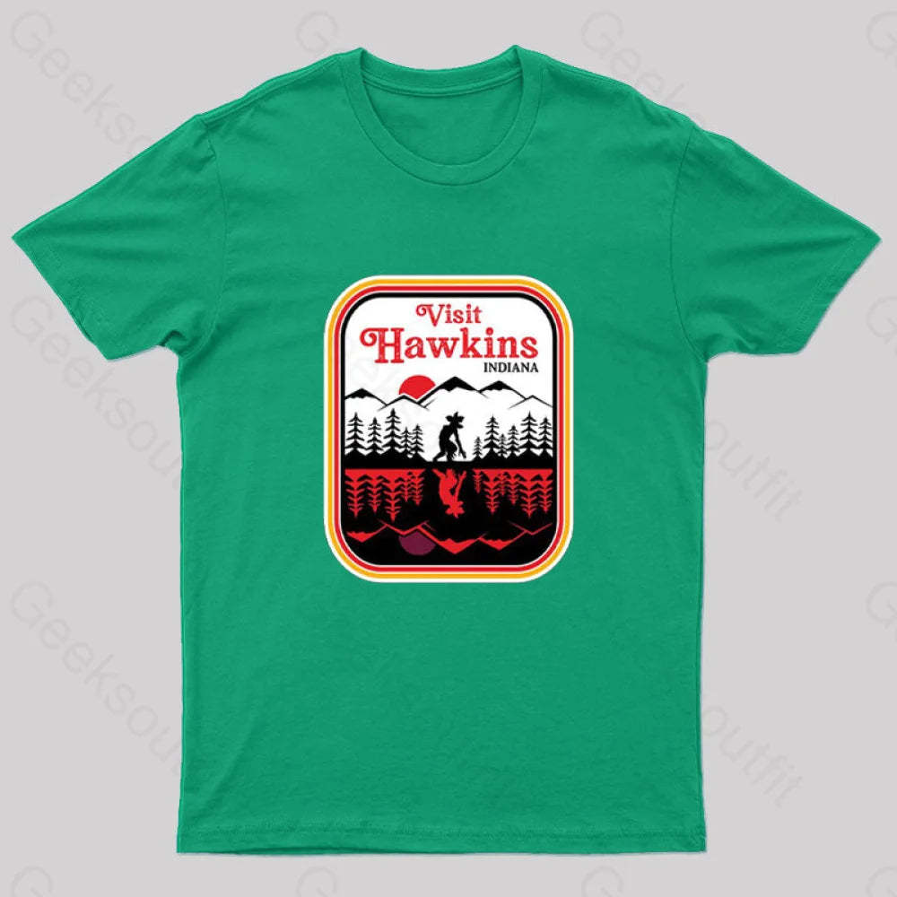 Visit Hawkins Indiana Nerd T-Shirt Green / S