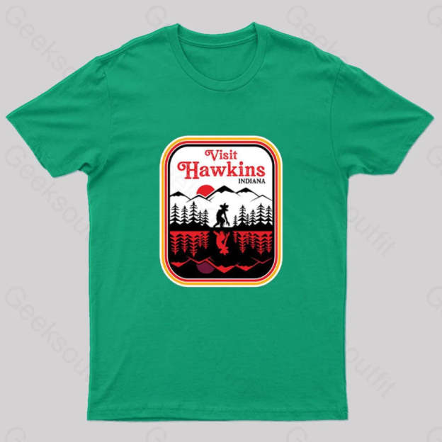 Visit Hawkins Indiana Nerd T-Shirt Green / S