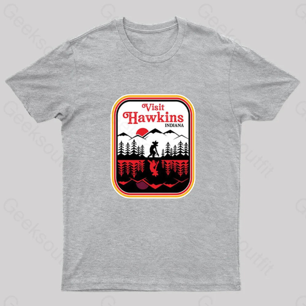 Visit Hawkins Indiana Nerd T-Shirt Grey / S