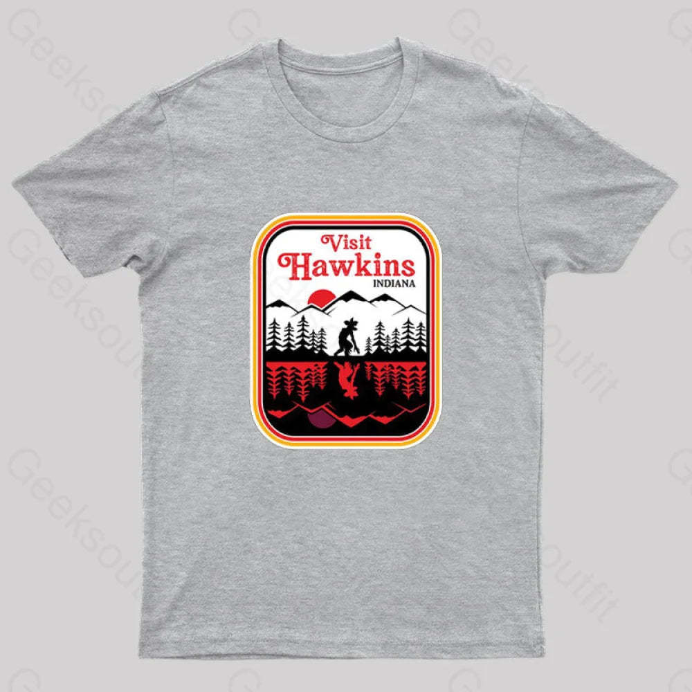 Visit Hawkins Indiana Nerd T-Shirt Grey / S
