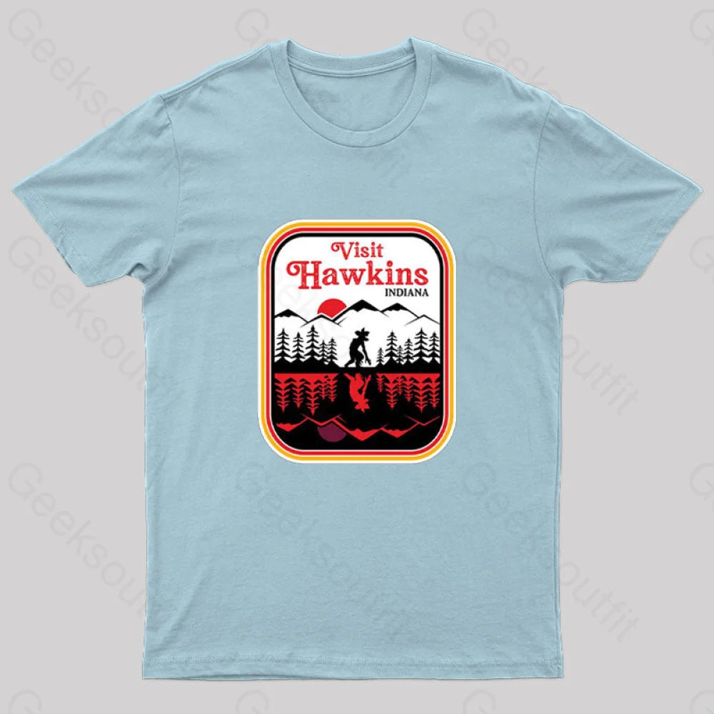 Visit Hawkins Indiana Nerd T-Shirt Light Blue / S