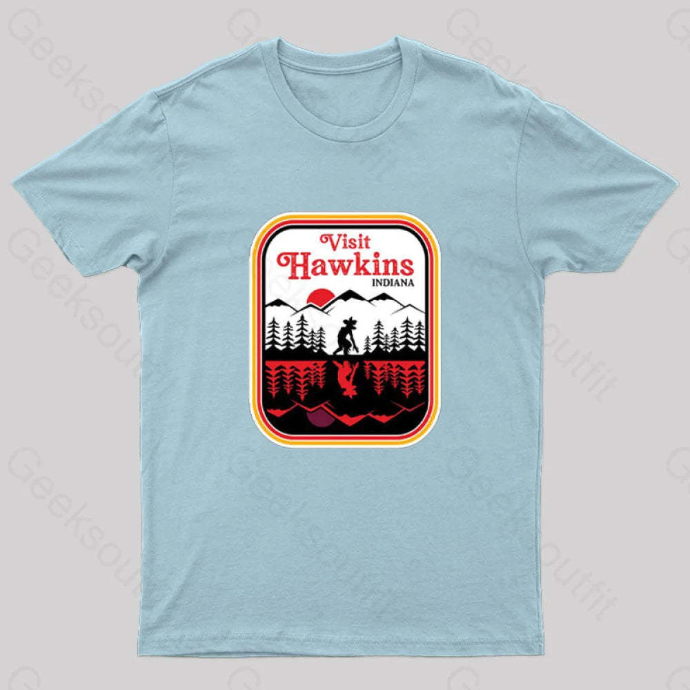 Visit Hawkins Indiana Nerd T-Shirt Light Blue / S