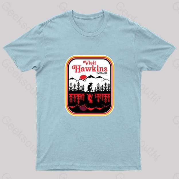 Visit Hawkins Indiana Nerd T-Shirt Light Blue / S