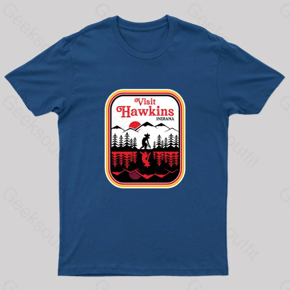 Visit Hawkins Indiana Nerd T-Shirt Navy / S