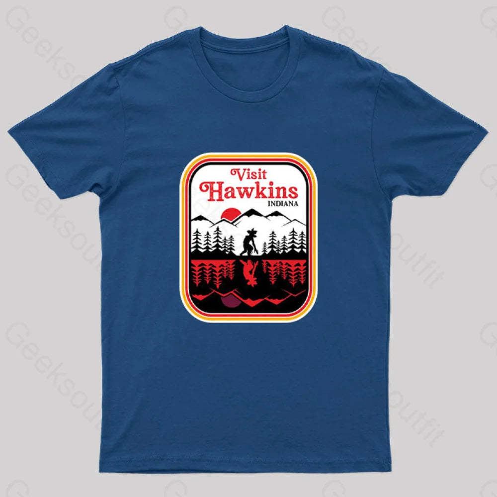 Visit Hawkins Indiana Nerd T-Shirt Navy / S