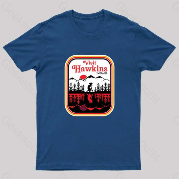 Visit Hawkins Indiana Nerd T-Shirt Navy / S