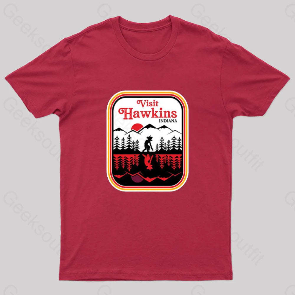 Visit Hawkins Indiana Nerd T-Shirt Red / S