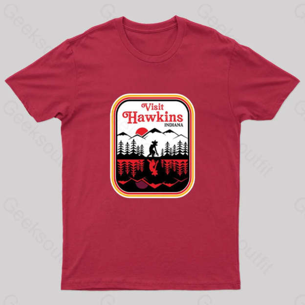 Visit Hawkins Indiana Nerd T-Shirt Red / S
