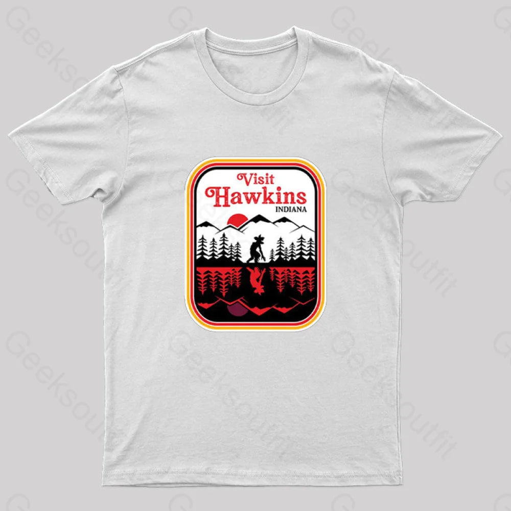 Visit Hawkins Indiana Nerd T-Shirt White / S