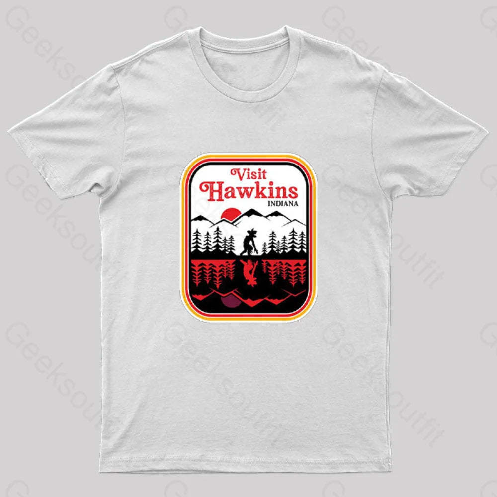 Visit Hawkins Indiana Nerd T-Shirt White / S