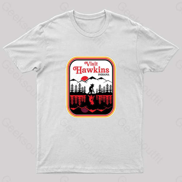 Visit Hawkins Indiana Nerd T-Shirt White / S
