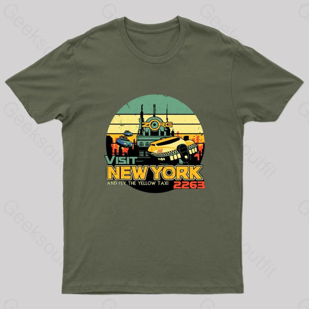 Visit New York Geek T-Shirt Army Green / S