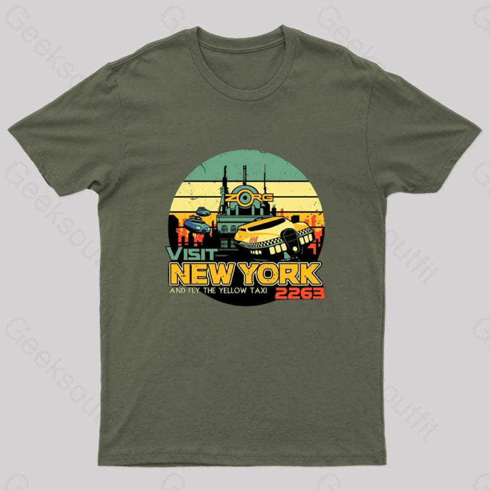 Visit New York Geek T-Shirt Army Green / S