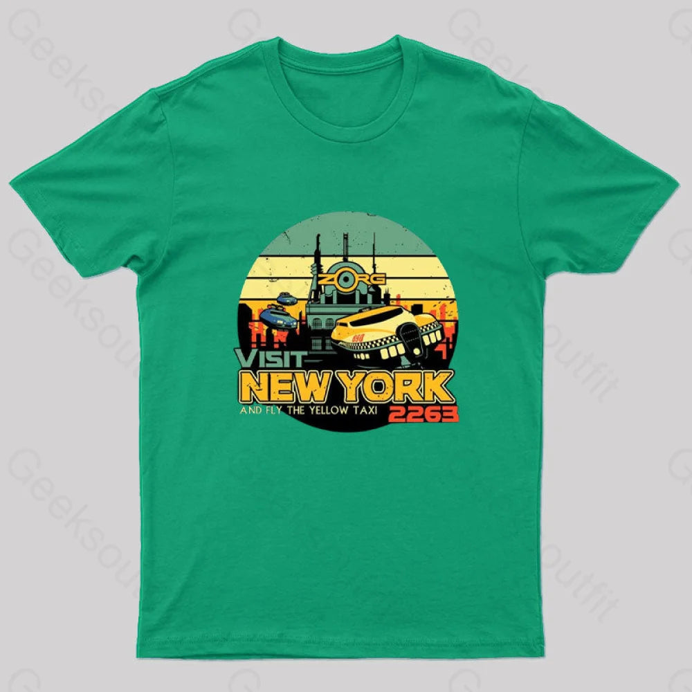 Visit New York Geek T-Shirt Green / S