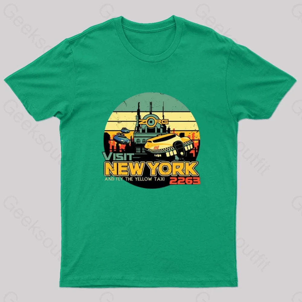 Visit New York Geek T-Shirt Green / S