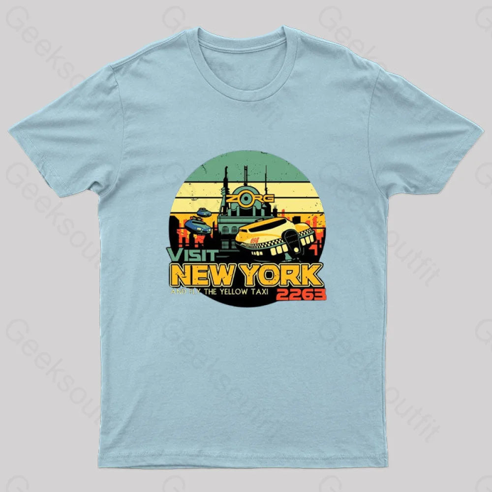 Visit New York Geek T-Shirt Light Blue / S
