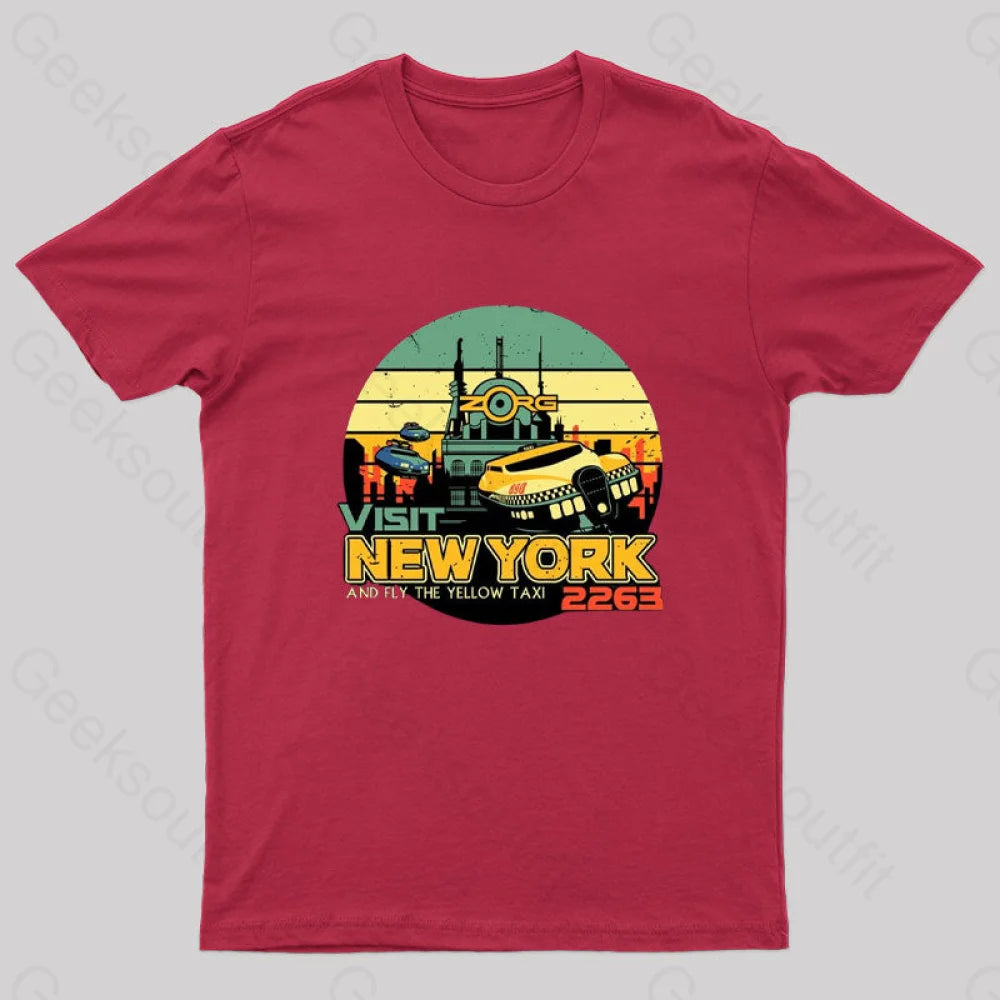Visit New York Geek T-Shirt Red / S