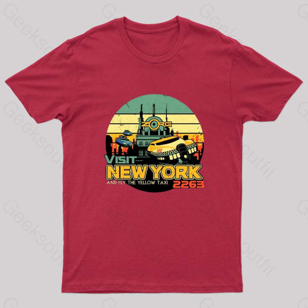 Visit New York Geek T-Shirt Red / S