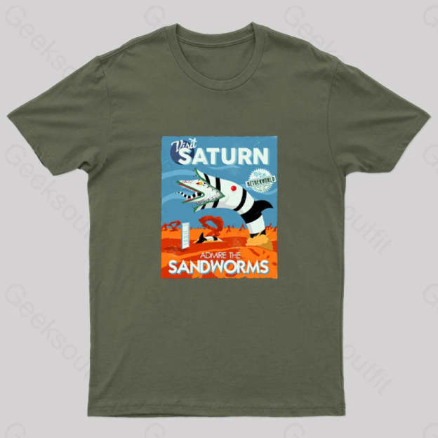 Visit Saturn Geek T-Shirt Army Green / S