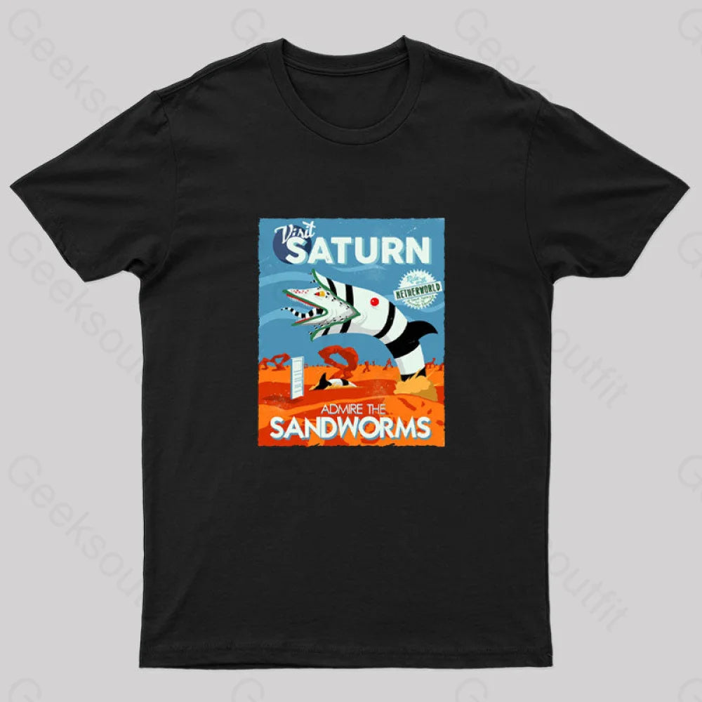 Visit Saturn Geek T-Shirt Black / S