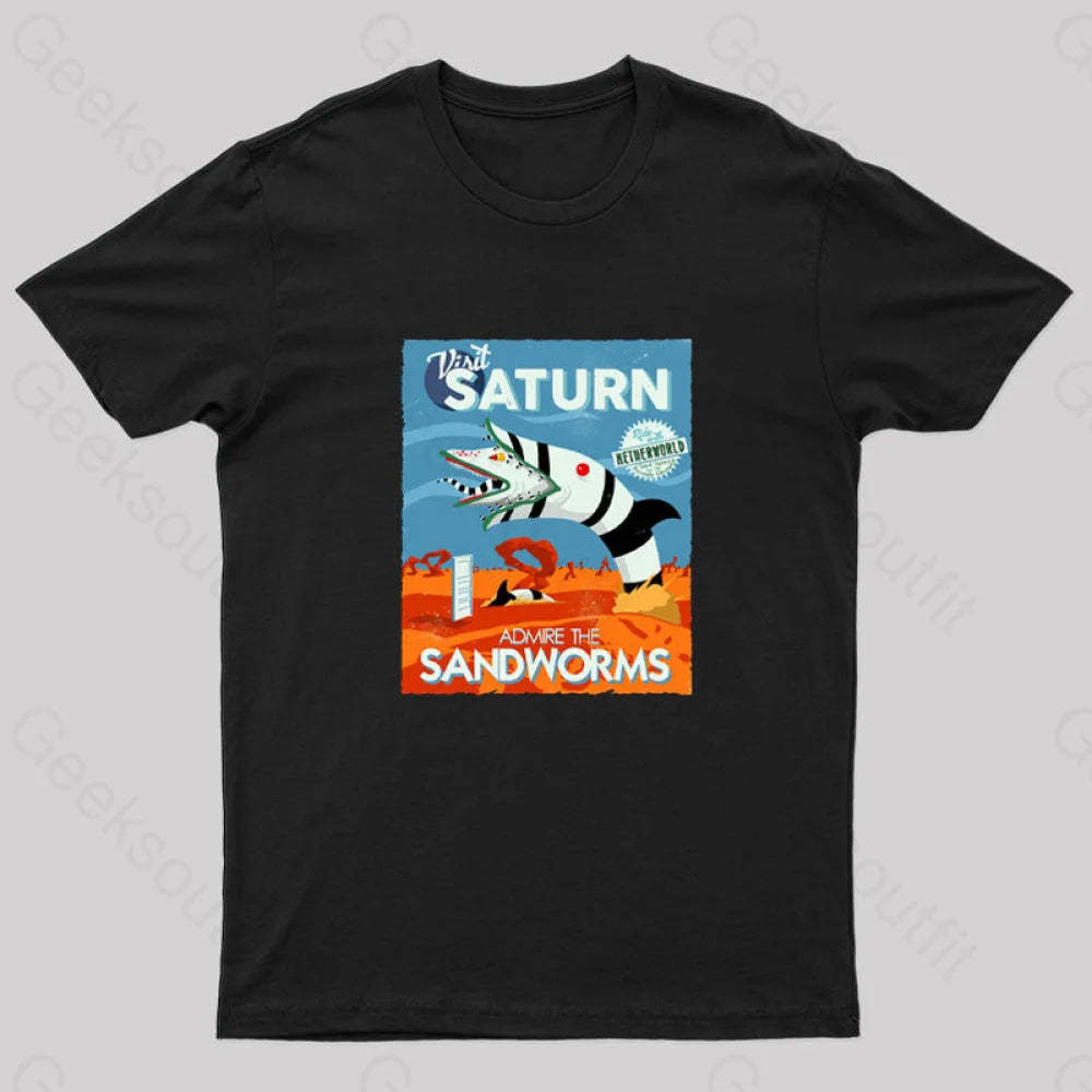 Visit Saturn Geek T-Shirt Black / S