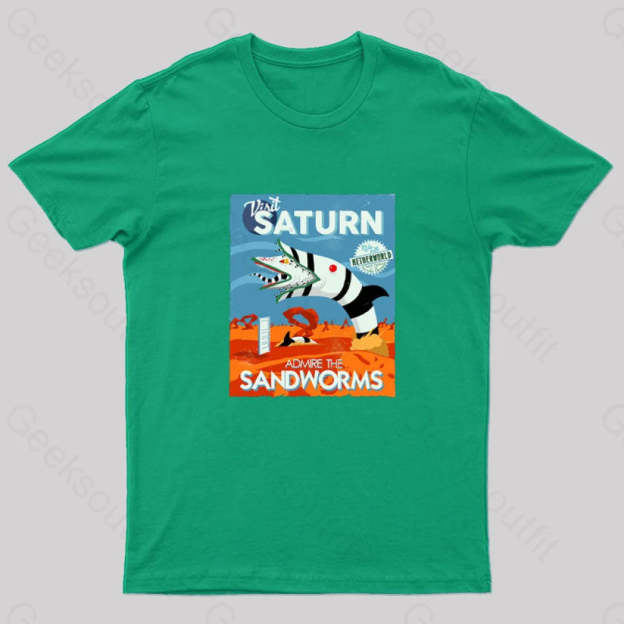 Visit Saturn Geek T-Shirt Green / S