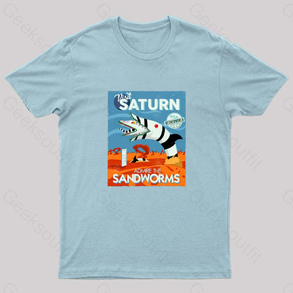 Visit Saturn Geek T-Shirt Light Blue / S