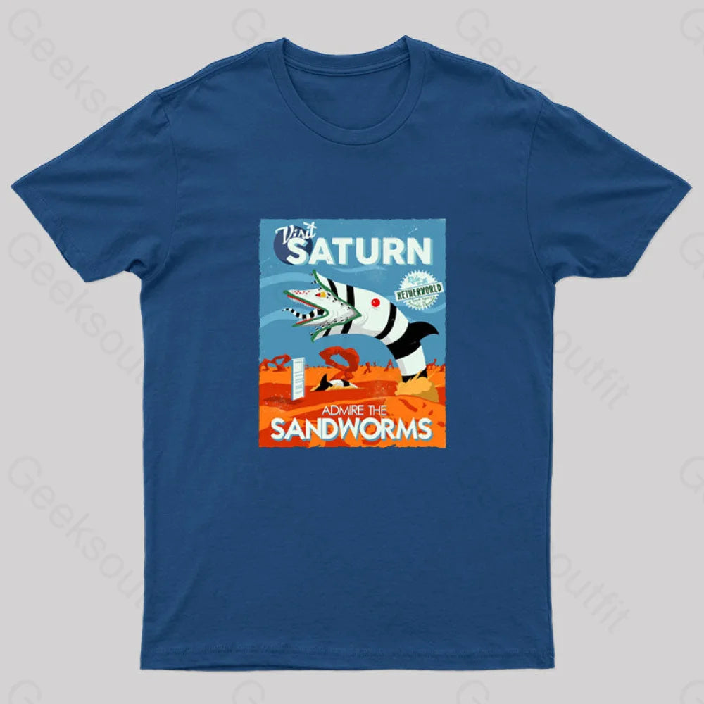 Visit Saturn Geek T-Shirt Navy / S