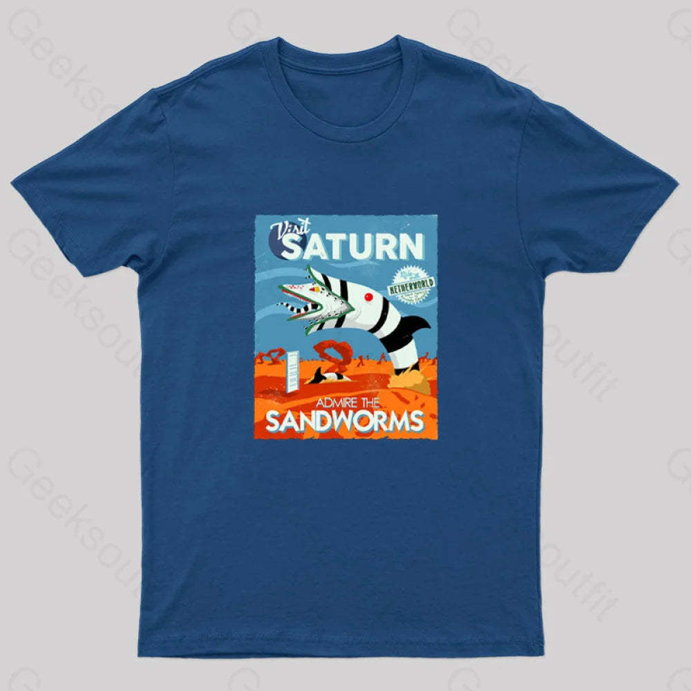 Visit Saturn Geek T-Shirt Navy / S