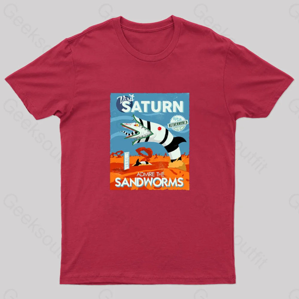 Visit Saturn Geek T-Shirt Red / S