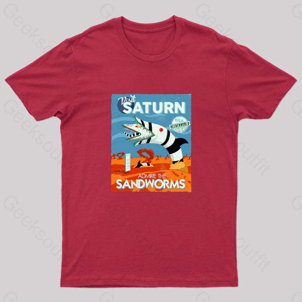 Visit Saturn Geek T-Shirt Red / S