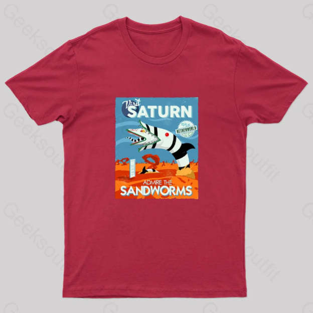 Visit Saturn Geek T-Shirt Red / S