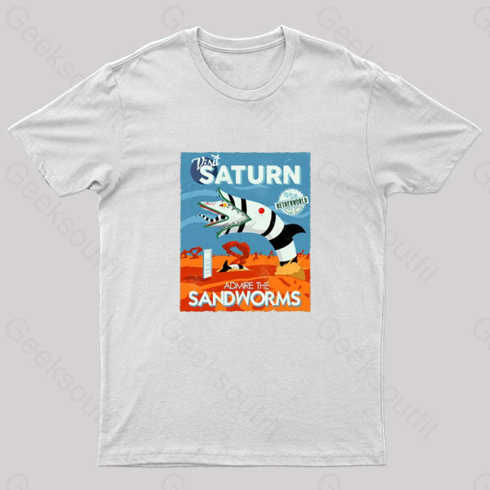 Visit Saturn Geek T-Shirt White / S