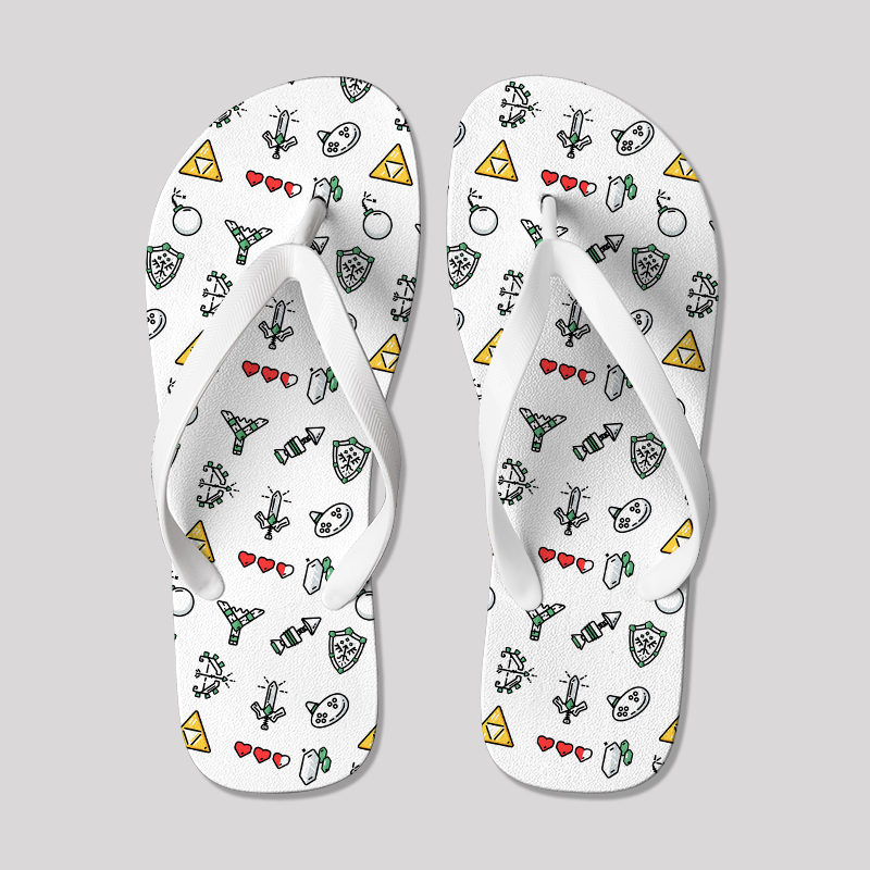The Zelda Pixel Style Geek Flip Flops