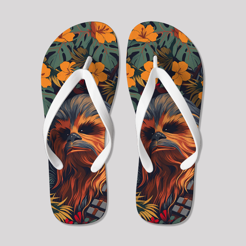 Chewbacca Flowers Geek Flip Flops